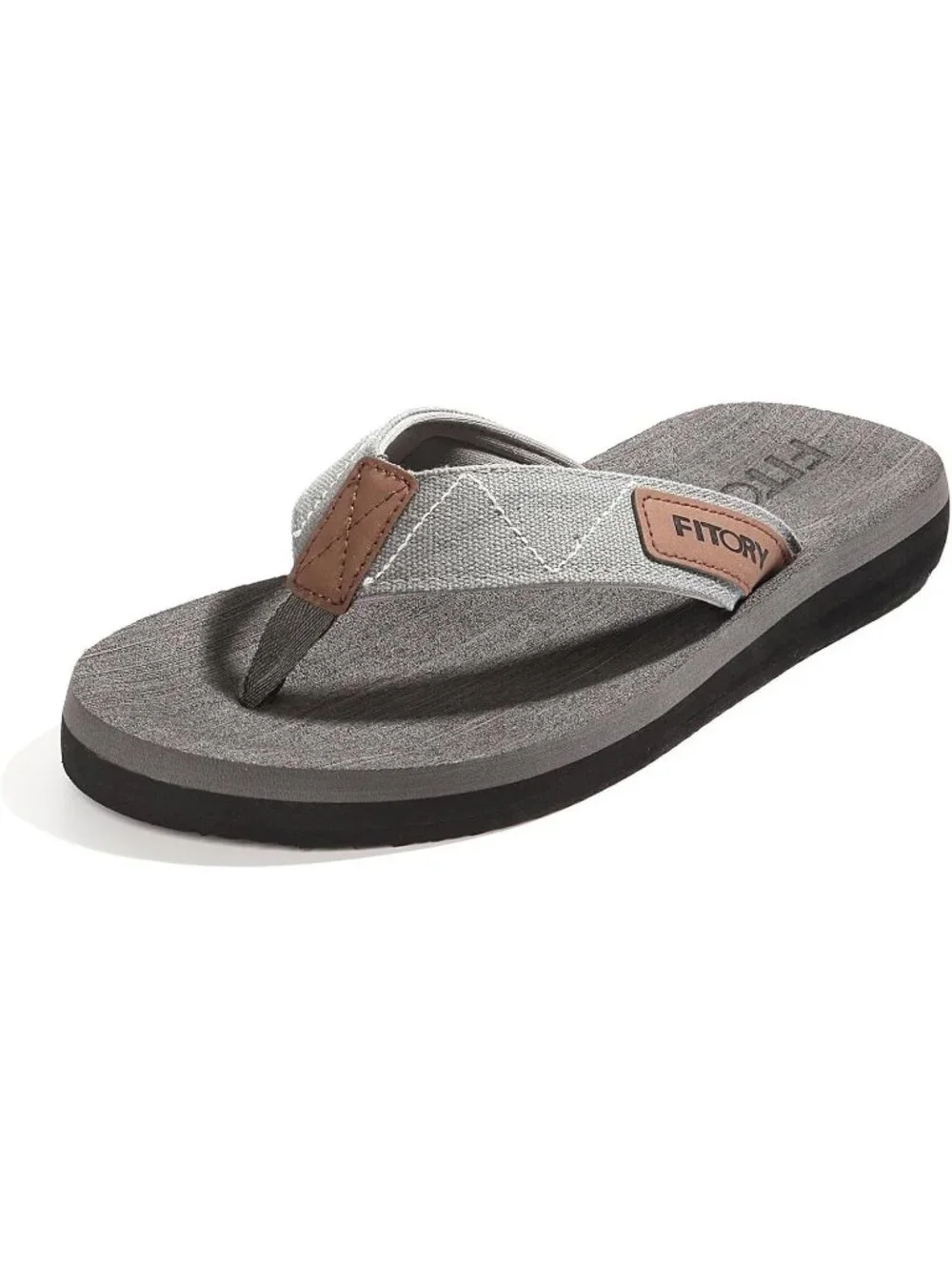 Men's Grey Flat Thongs Solid Comfort Split Toe Rubber Flip Flop Slipper Shoes